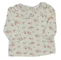 Krémové květované triko s límečkem Matalan