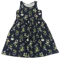 Tmaovmodro-zelené květované šaty H&M