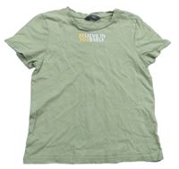 Zelenošedé crop tričko s nápisem Primark