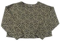 Černo-béžové vzorované úpletové crop triko Matalan