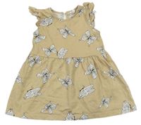 Béžové šaty s motýlky a volánky H&M