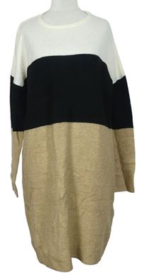 Dámské bílo-černo-béžové svetrové šaty Esmara 