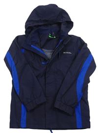 Modro-tmavomodrá šusťáková funkční jarní bunda s kapucí Mountain Warehouse