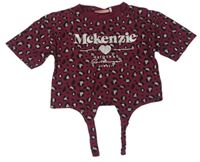 Vínové vzorované crop tričko s nápisem McKenzie