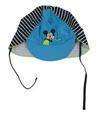 Tmavomodro-bílá pruhovaná UV čepice s Mickey mousem Disney