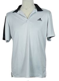 Pánské bílo-černé sportovní tričko s límečkem Adidas 
