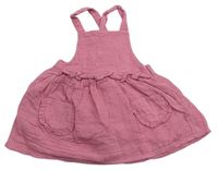 Růžové mušelínové laclové šaty Matalan