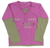 Růžovo-khaki triko s nápisem