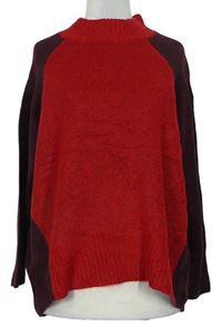 Dámský červeno-vínový svetr se stojáčku M&Co