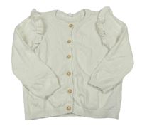 Bílý propínací svetr s volány H&M