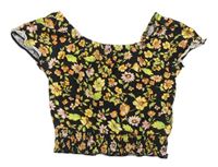 Černo-květované crop tričko George