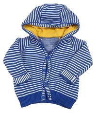 Modro-bílý pruhovaný propínací svetr s kapucí Mothercare