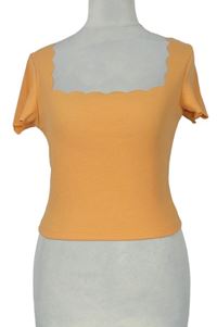 Dámské oranžové žebrované crop tričko Shein 