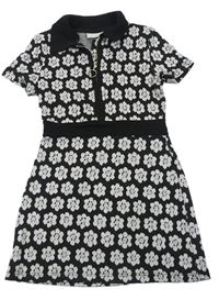 Černé pletené šaty s kytičkami Matalan