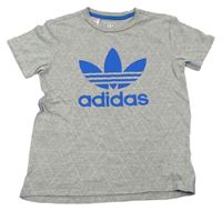Šedo-bílé vzorované tričko s logem Adidas