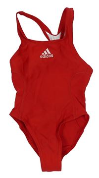 Červené jednodílné plavky s logem Adidas