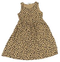 Béžové bavlněné šaty s leopardím vzorem H&M