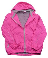 Neonově růžová šusťáková jarní bunda s kapucí Pocopiano