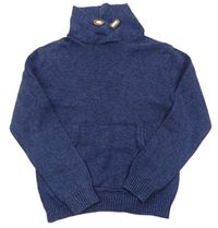 Tmavomodrý melírovaný svetr s komínovým límcem zn. H&M