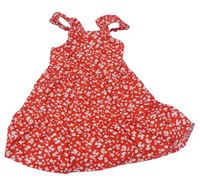 Červené květované plátěné šaty Primark