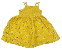 Okrové květované lehké šaty Primark