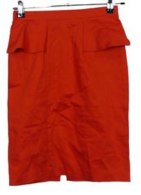 Dámská červená pouzdrová sukně s volánkem Zalando 