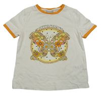 Bílo-oranžové tričko s obrázkem Matalan