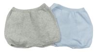 2x pletené kalhotky na plenku - světlemodré + světlešedé melírované