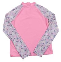 Neonově růžovo-květované UV triko F&F