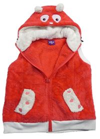 Červená chlupatá vesta s kapucí - Příšerka 
