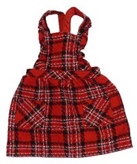 Červeno-černé kostkované vlněné laclové šaty Matalan