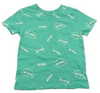 Zelené tričko s nápisy Primark