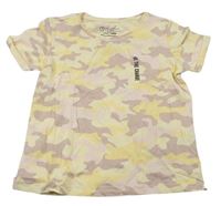 Vanilkovo-žluto-růžové army tričko s nápisem Primark
