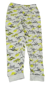 Bílé pyžamové kalhoty s dinosaury Lupilu