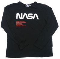 Černé triko s nápisy NASA 