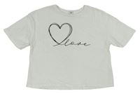 Bílé crop tričko s nápisem a srdcem River Island