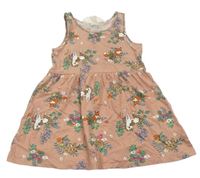 Starorůžové květované bavlněné šaty se zajíčky H&M
