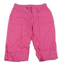 Růžové lněné crop roll-up kalhoty New Look