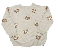 Béžový melírovaný svetr s motýly z flitrů Primark