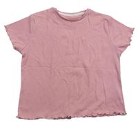 Růžové žebrované crop tričko George
