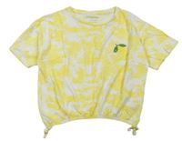 Žluto-bílé batikované crop tričko s citronem z flitrů Primark