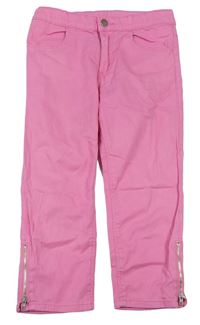 Růžové plátěné capri kalhoty se zipem zn. H&M