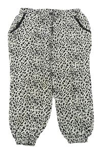 Bílo-černé lehké kalhoty s leopardím vzorem Primark