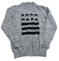 Šedý melírovaný svetr s vlajkou H&M