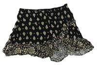 2set- Černo-béžová vzorovaná lehká sukně + gumička Matalan