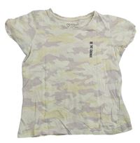 Béžovo-fialové army tričko s nápisem Primark