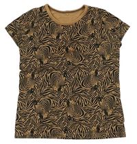 Hnědo-černé vzorované tričko se zebrami George