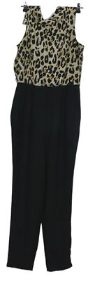 Dámský béžovo-černý vzorovaný kalhotový overal C&A