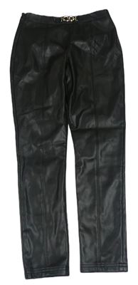 Černé koženkové kalhoty s přezkou RIVER ISLAND