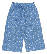 Modré vzorované culottes kalhoty s kytičkami PRIMARK